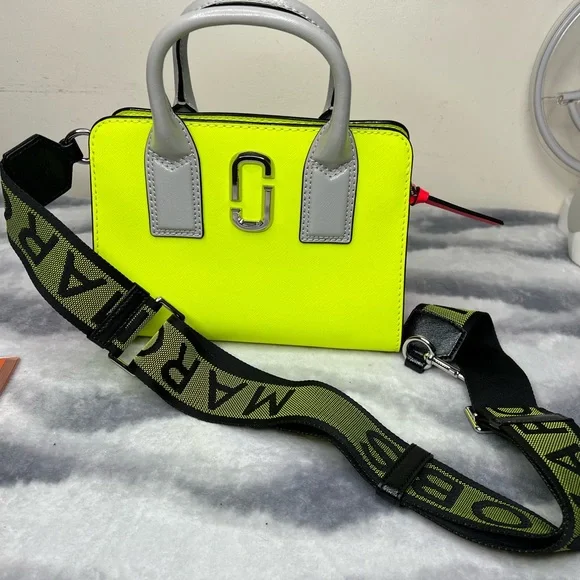 Neon Yellow and Gray Women's Handbag - Picture 2 of 9